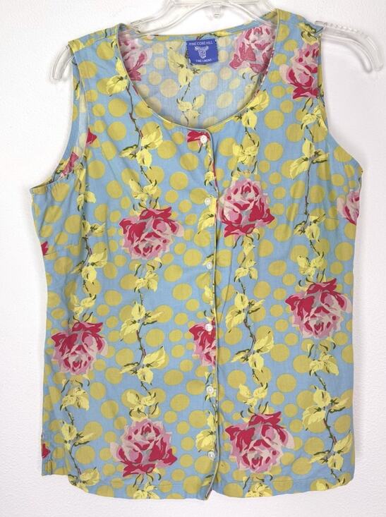 Pine Cone Hill Other - PINE CONE HILL Pajama Top Retro Roses Floral Print Cottage Farmhouse M